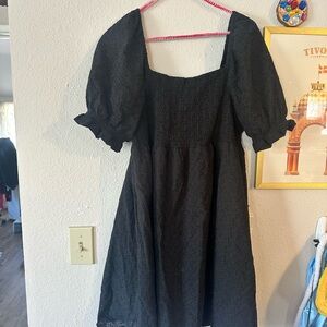 Princess Highway Smocked Eyelet Dress Black 16 AU - US L